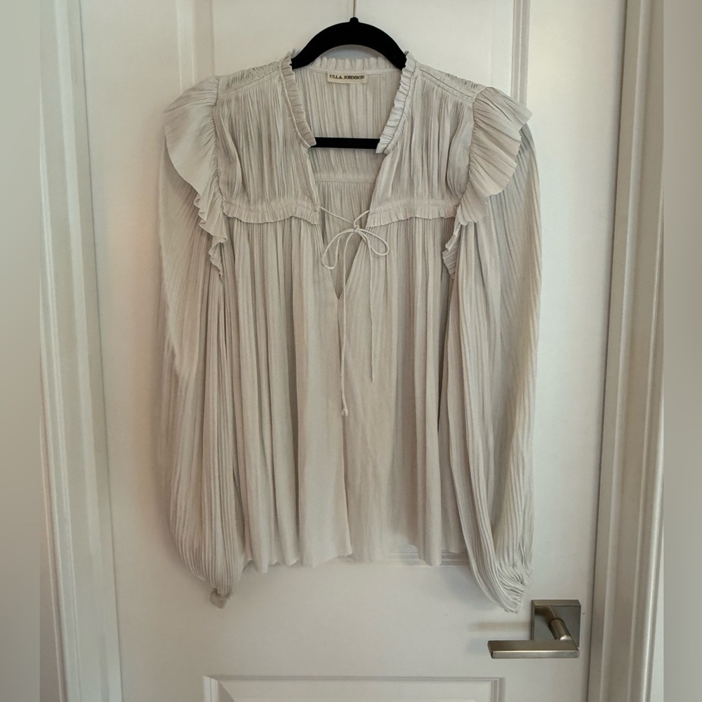 Ulla Johnson Cream Pleated Women's Top